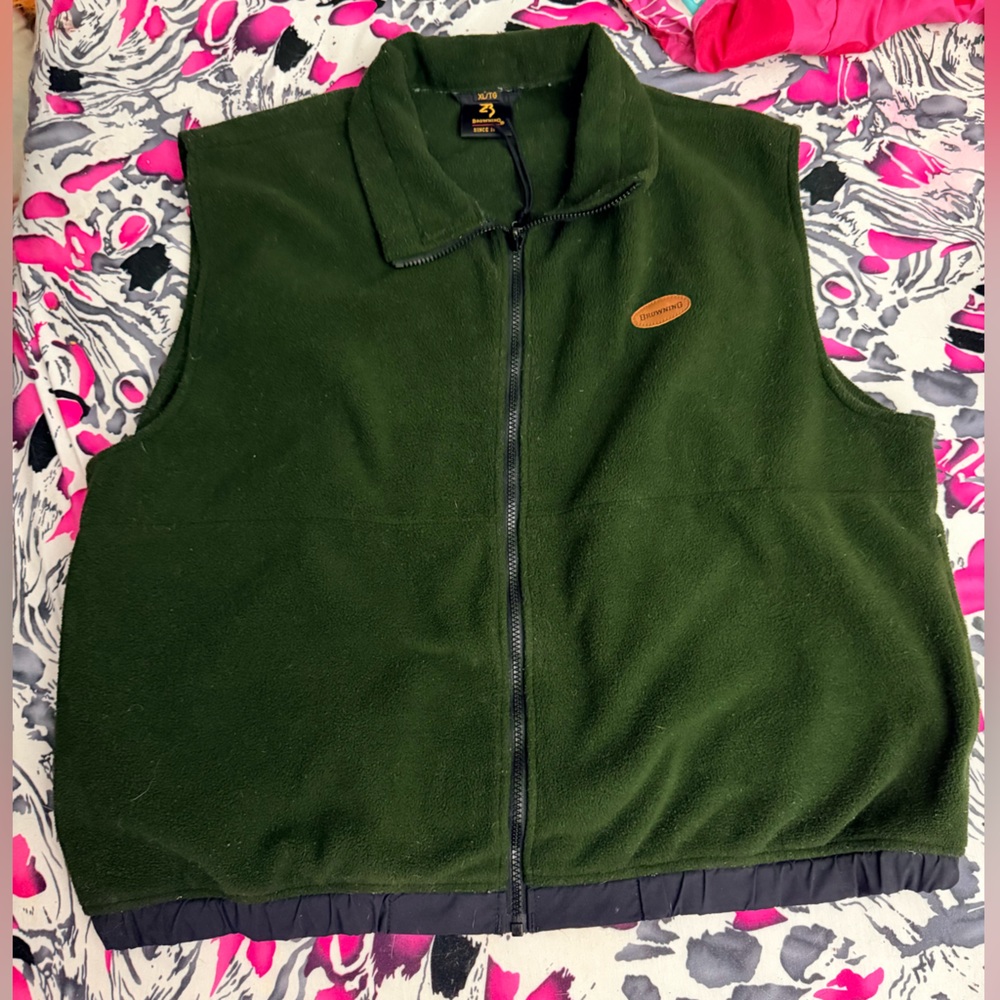 Vintage browning fleece hunting green vest
